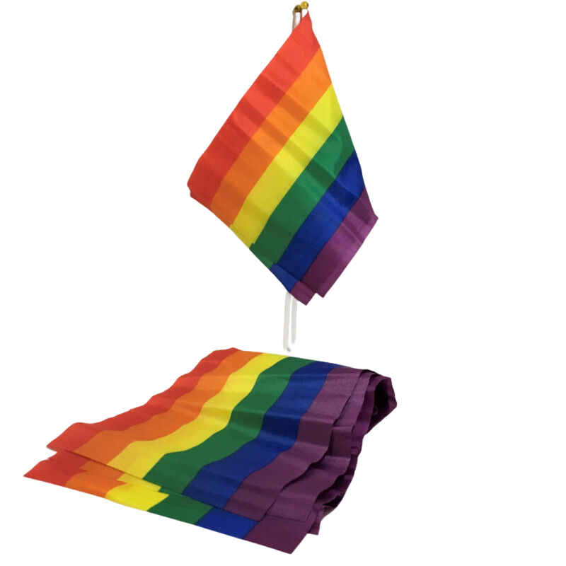 Bandiera Pride LGBT Piccola Pride — Tessuto 20x15 cm, Bastone 30 cm