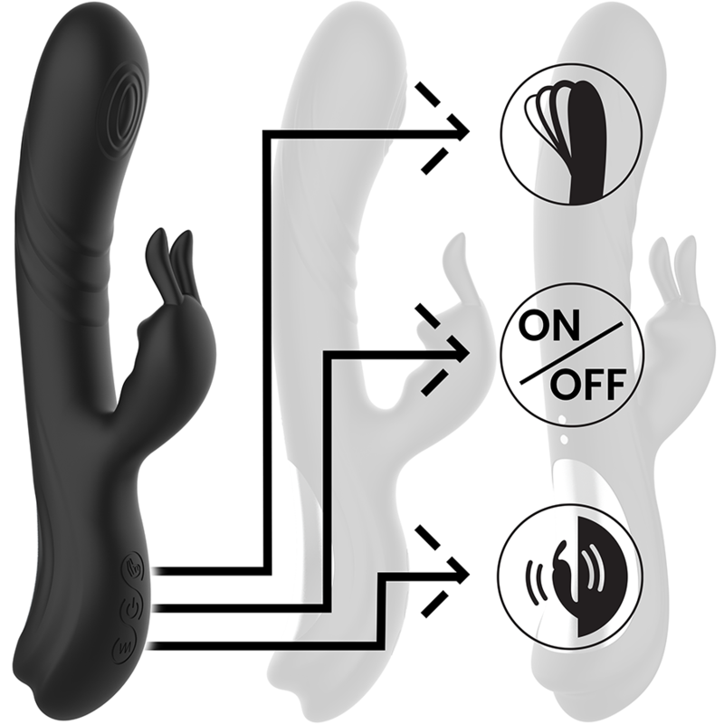 Vibratore Rabbit Black&Silver Jamie — Silicone Ricaricabile