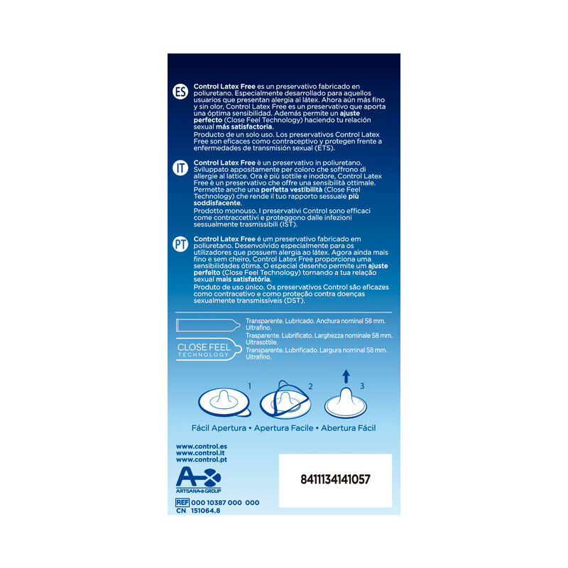 Preservativi Senza Lattice Control Free — Poliuretano, 5 Pezzi