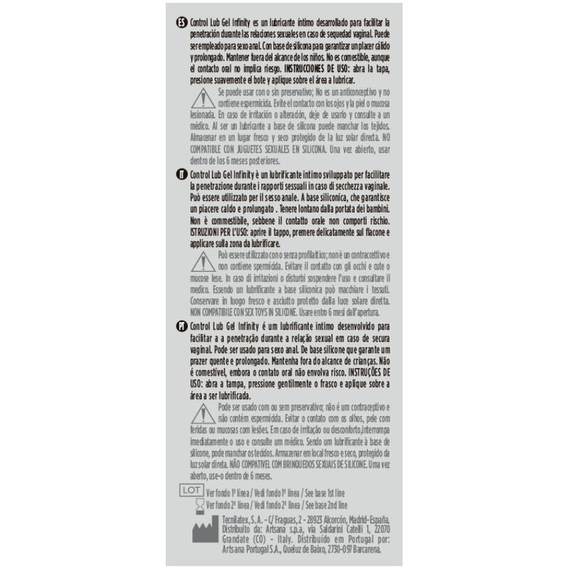 Lubrificante Intimo Base Silicone Control Infinity — 75 ml