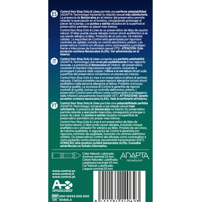 Preservativo Ritardante con Rilievi Control Nonstop — 12 pz