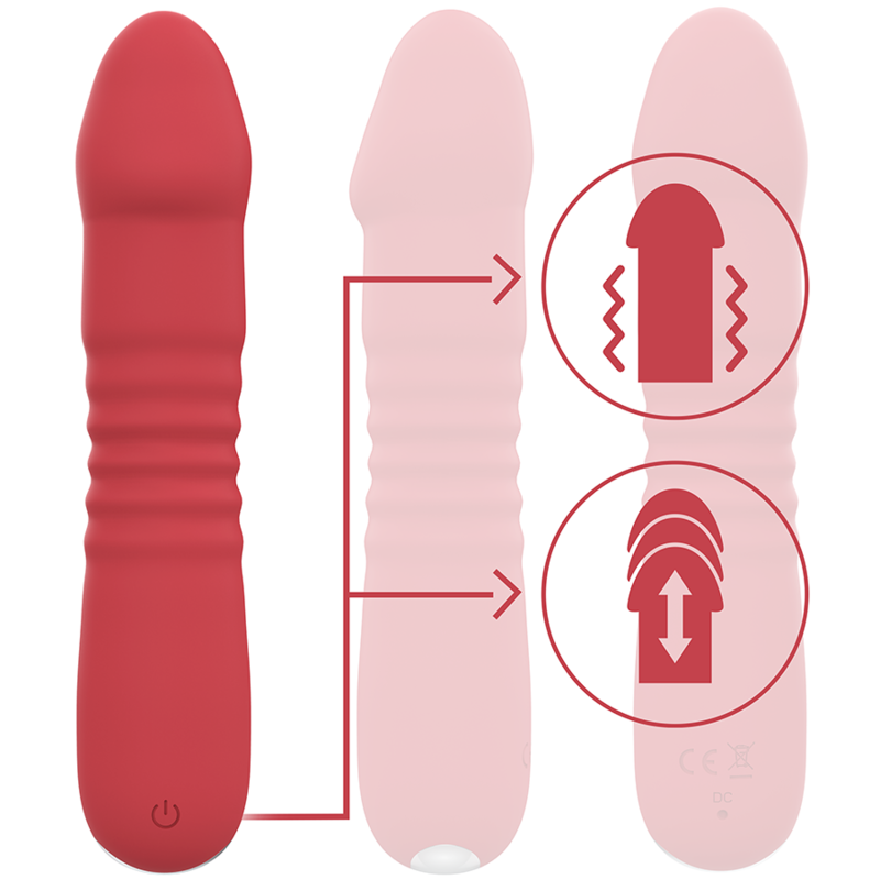 Vibratore Thrusting Intense Juni Up & Down — 10 Vibrazioni, Rosso