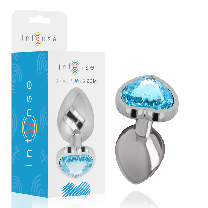 Plug Anale in Metallo Intense Diamond Jewel — Cuore Blu, Taglia M