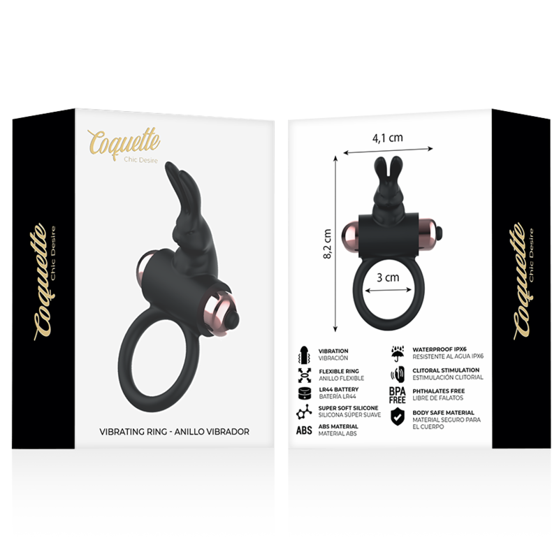 Anello Fallico Vibrante Coquette Chic Desire — Nero/Oro