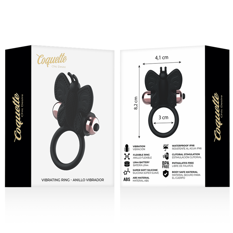 Anello Fallico Vibrante Coquette Chic Desire — Nero/Oro