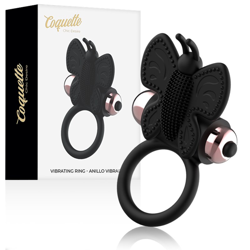 Anello Fallico Vibrante Coquette Chic Desire — Nero/Oro