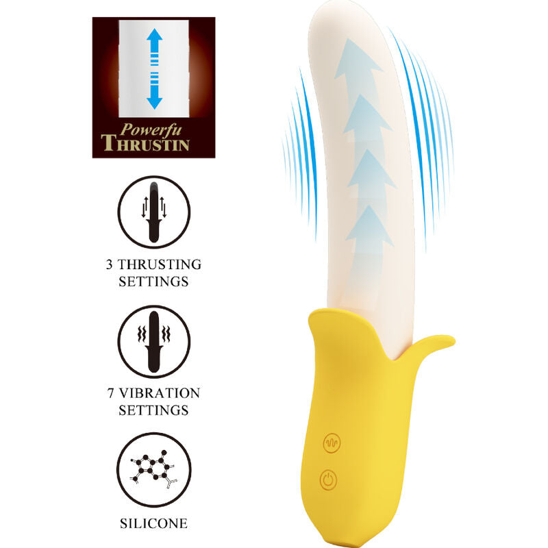 Vibratore Rabbit Spinta Pretty Love Banana Geek — Silicone Nero