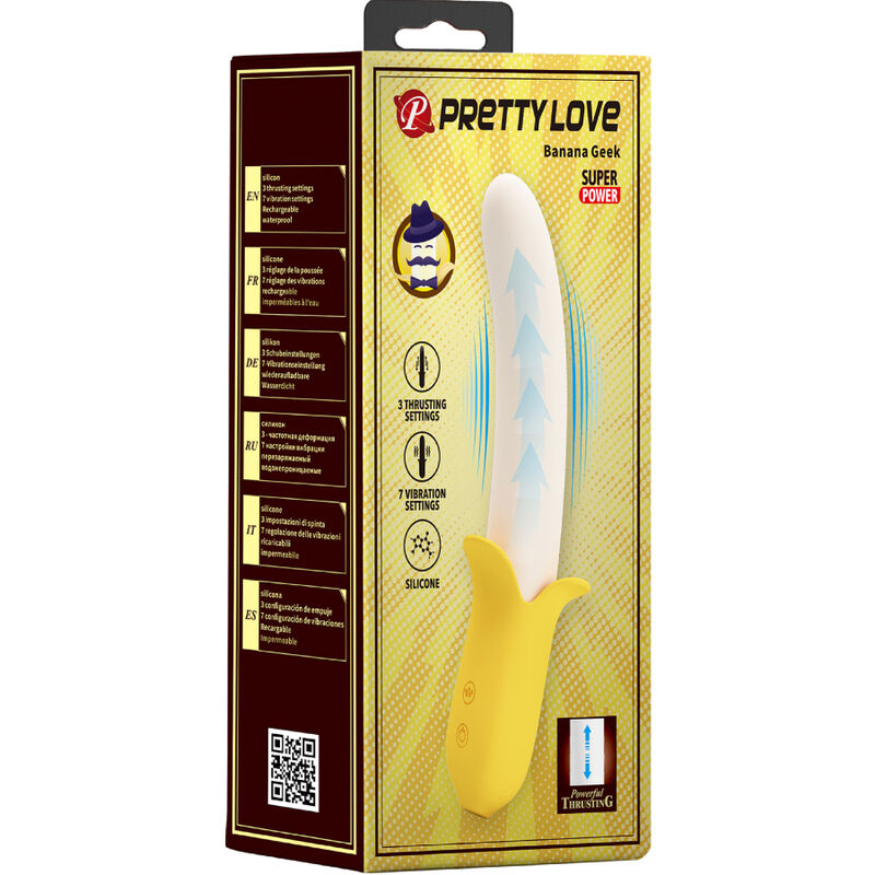 Vibratore Rabbit Spinta Pretty Love Banana Geek — Silicone Nero
