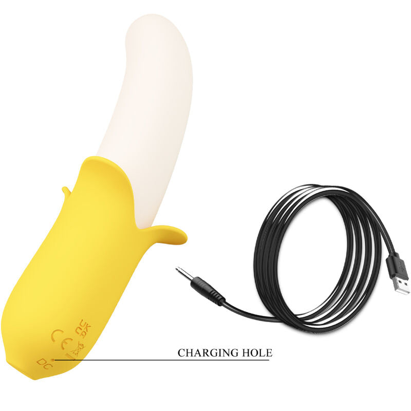 Vibratore Rabbit Spinta Pretty Love Banana Geek — Silicone Nero