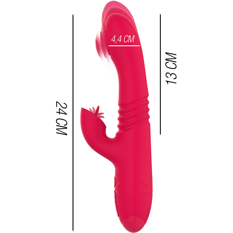 Vibratore con Lingua Stimolante Intense Dua — Ricaricabile, Rosso