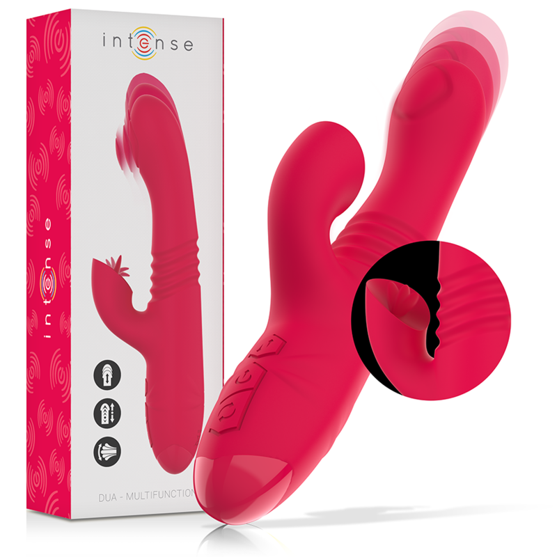 Vibratore con Lingua Stimolante Intense Dua — Ricaricabile, Rosso