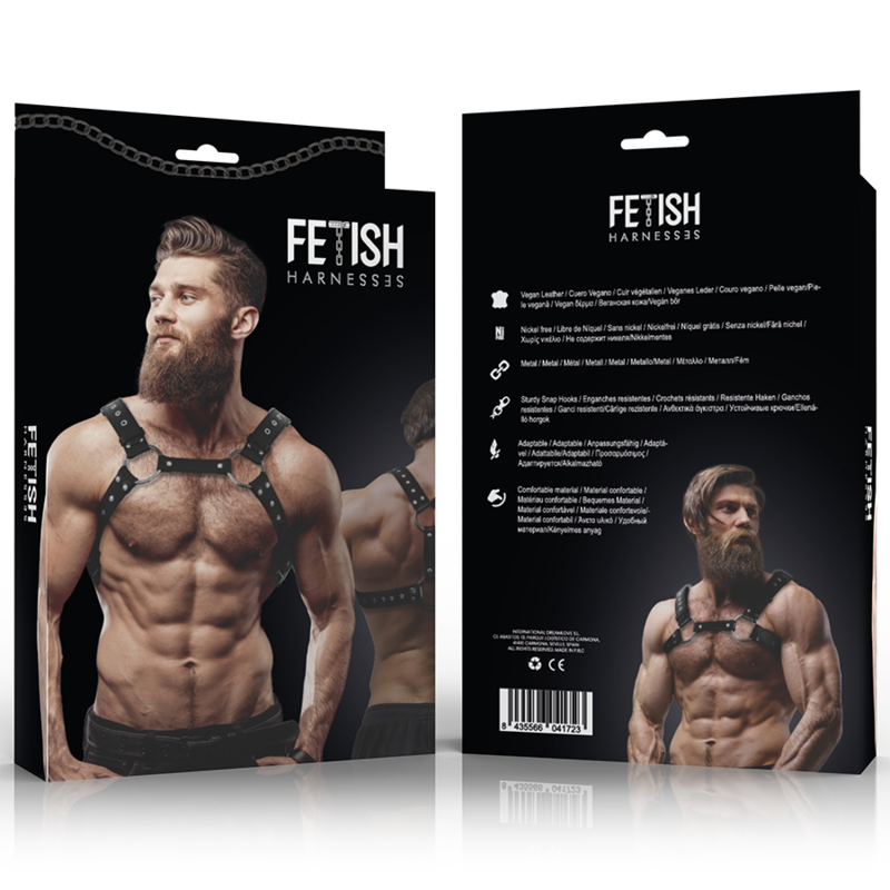 Imbracatura Petto con Borchie Fetish Submissive Attitude — Ecopelle