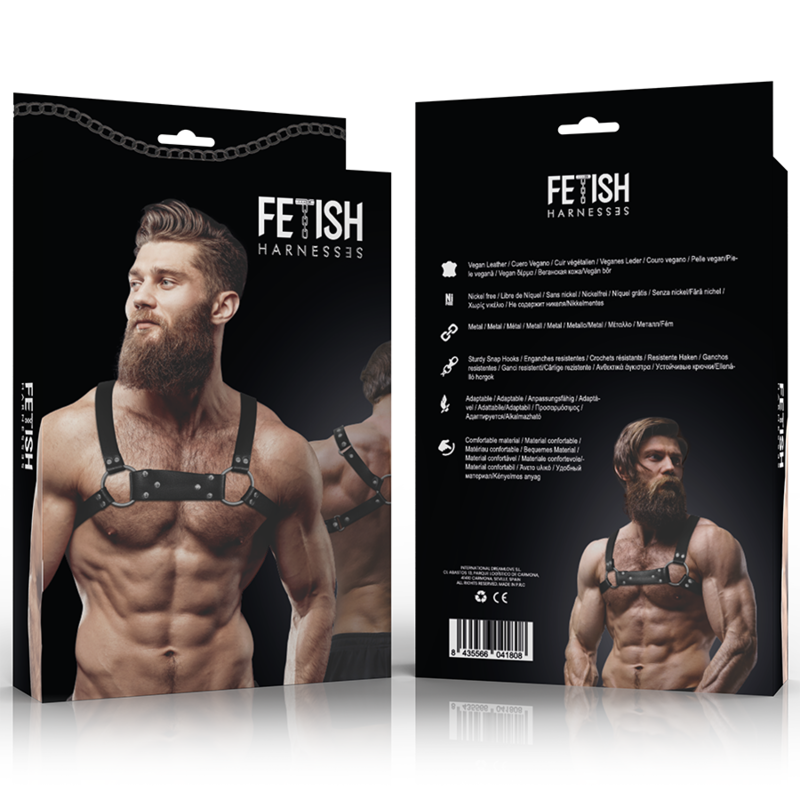 Imbracatura BDSM Petto Uomo Fetish Submissive Attitude — Ecopelle M/L