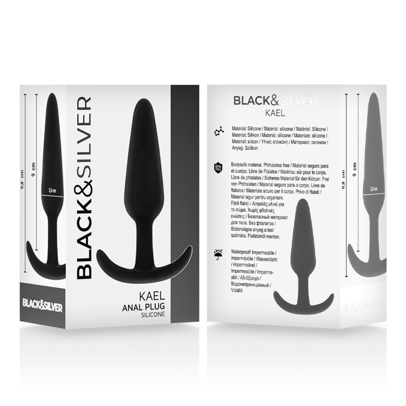 Plug Anale in Silicone Black&Silver Kael — Misura Media