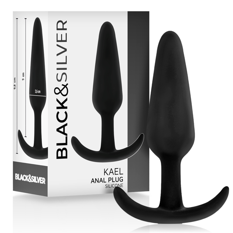 Plug Anale in Silicone Black&Silver Kael — Misura Media