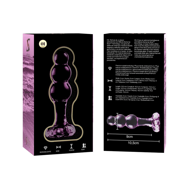 Plug Anale in Vetro Borosilicato Nebula Series Modello 1 — Rosa