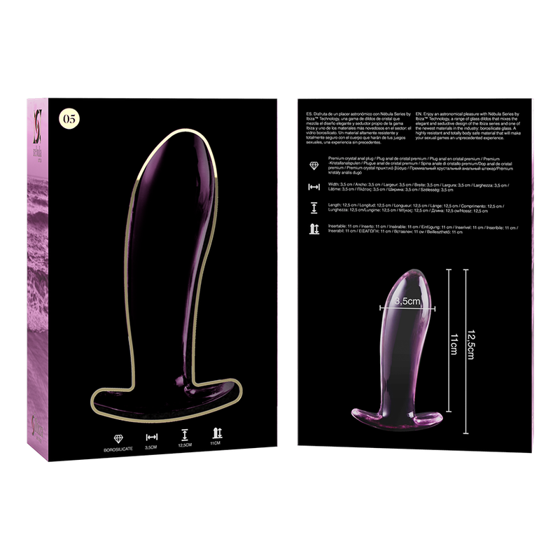 Plug Anale in Vetro Borosilicato Nebula Series Modello 5 — Rosa