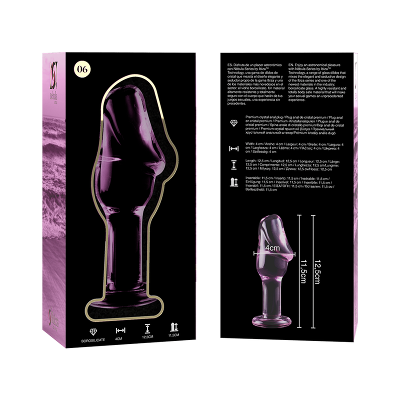 Plug Anale in Vetro Borosilicato Nebula Series Modello 6 — Rosa 12.5 cm