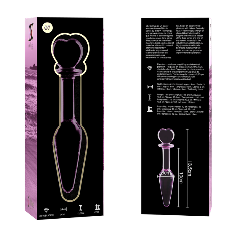 Plug Anale in Vetro Borosilicato Nebula Series Modello 7 — Rosa 13,5 cm