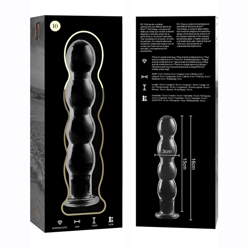 Plug Anale in Vetro Borosilicato Nebula Series Modello 10 — 16,5 cm