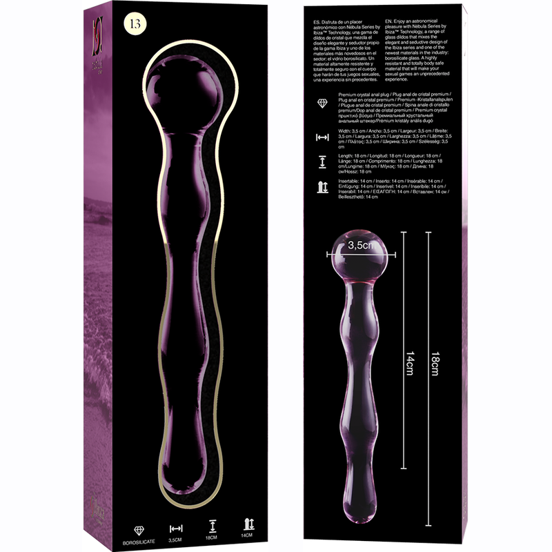 Plug Anale in Vetro Borosilicato Nebula Series Modello 13 — Rosa