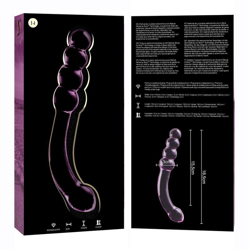 Plug Anale in Vetro Borosilicato Nebula Series Modello 14 — 18.5 cm