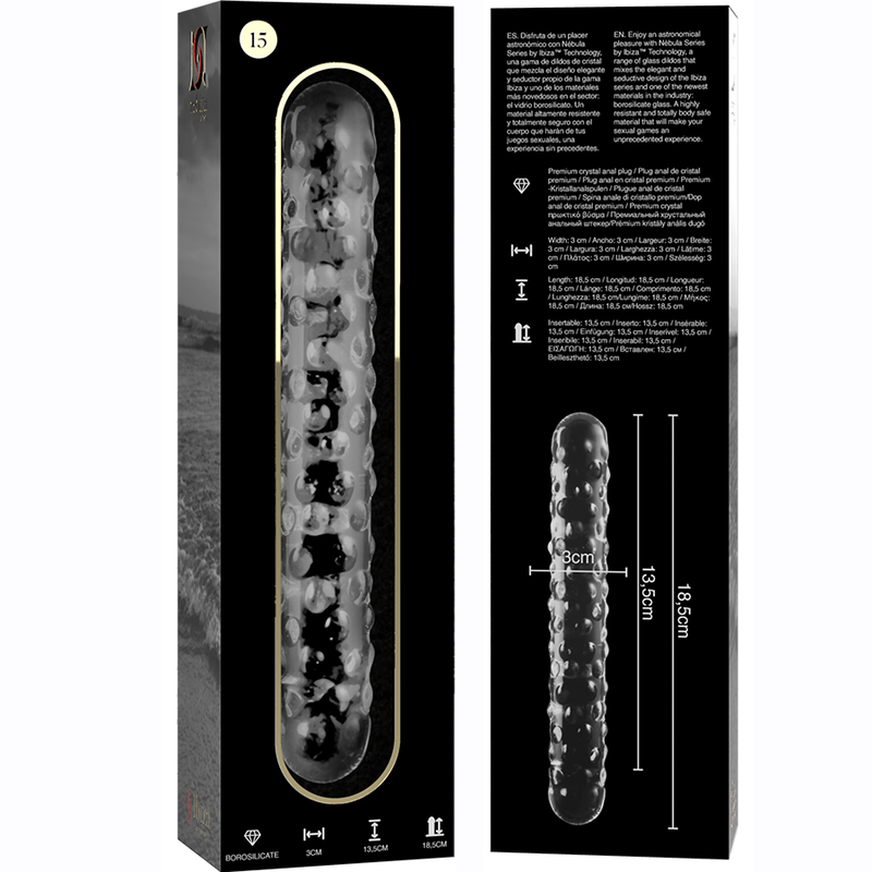 Plug Anale in Vetro Borosilicato Nebula Series Modello 15 — 18,5 cm
