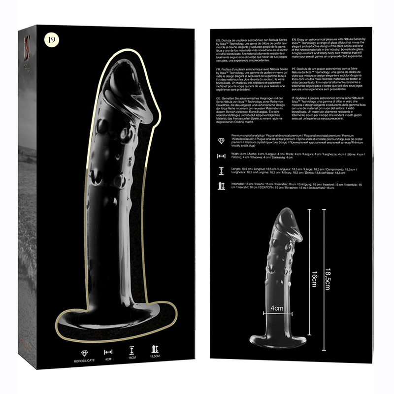 Plug Anale in Vetro Borosilicato Nebula Series Modello 19 — 18.5 cm