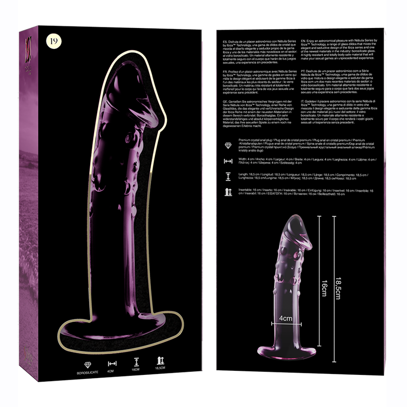 Plug Anale in Vetro Borosilicato Nebula Series Modello 19 — 18.5 cm