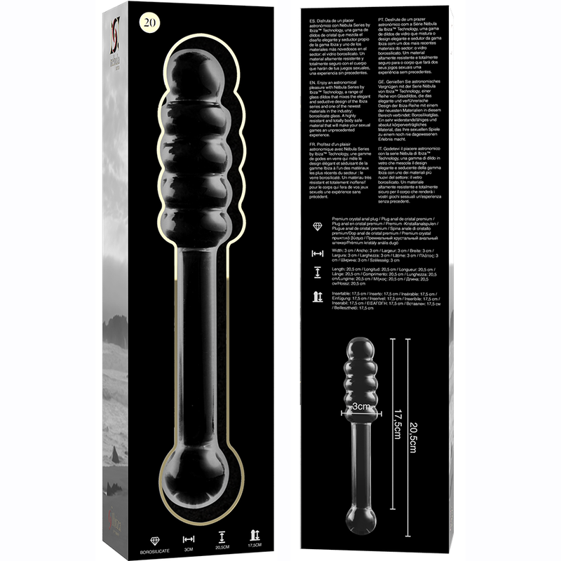 Plug Anale in Vetro Borosilicato Nebula Series Modello 20 — 20,5 cm