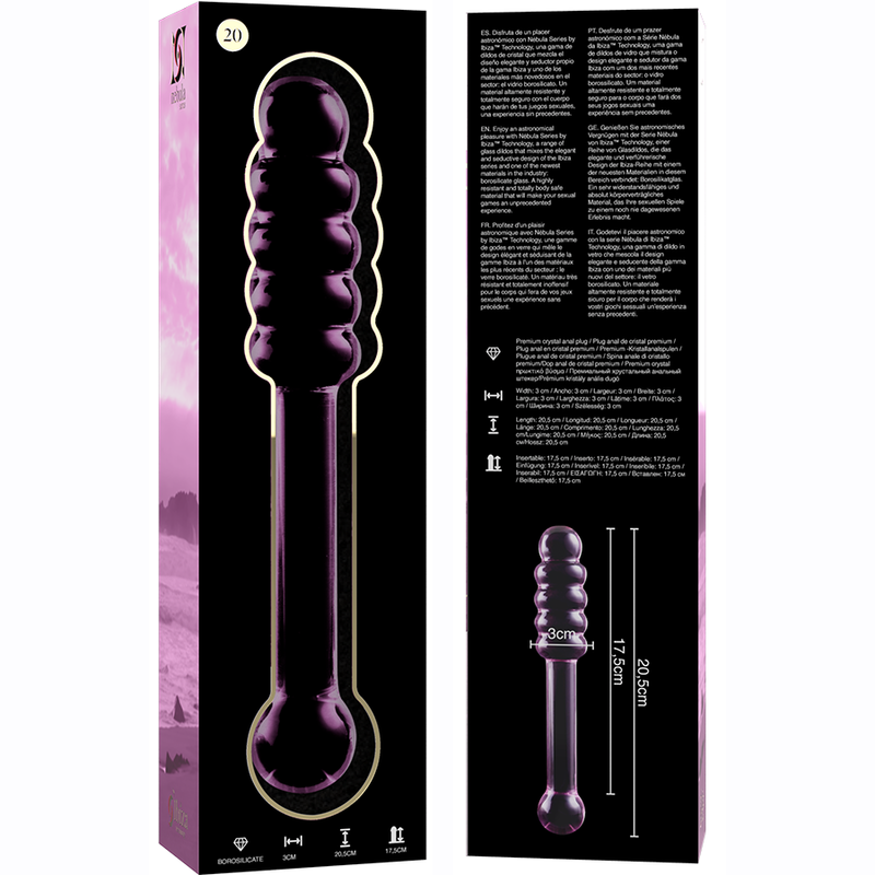 Plug Anale in Vetro Borosilicato Nebula Series Modello 20 — 20.5 cm