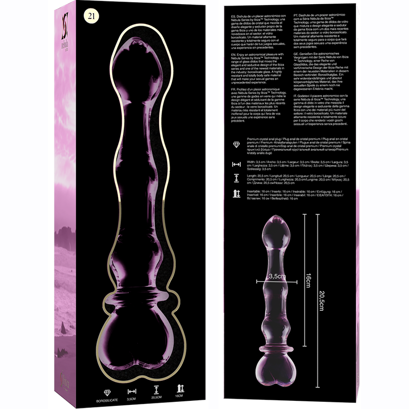 Dildo in Vetro Borosilicato Nebula Series Modello 21 — Rosa, 20.5 cm