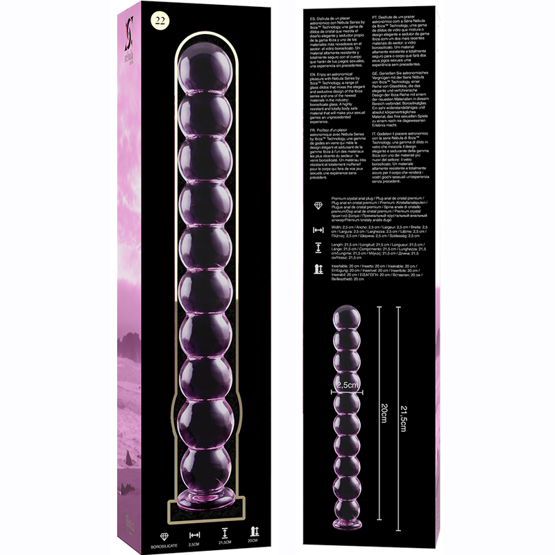 Plug Anale in Vetro Borosilicato Nebula Series Modello 22 — 21.5 cm
