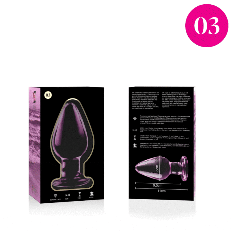 Plug Anale in Vetro Borosilicato Nebula Series Modello 3 — Rosa