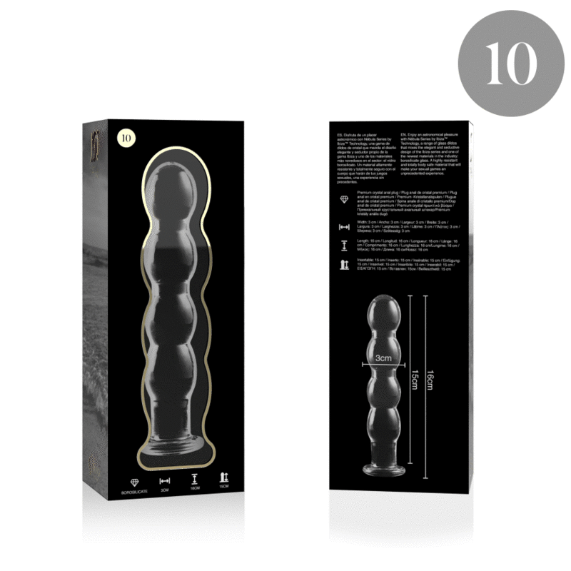 Plug Anale in Vetro Borosilicato Nebula Series Modello 10 — 16,5 cm