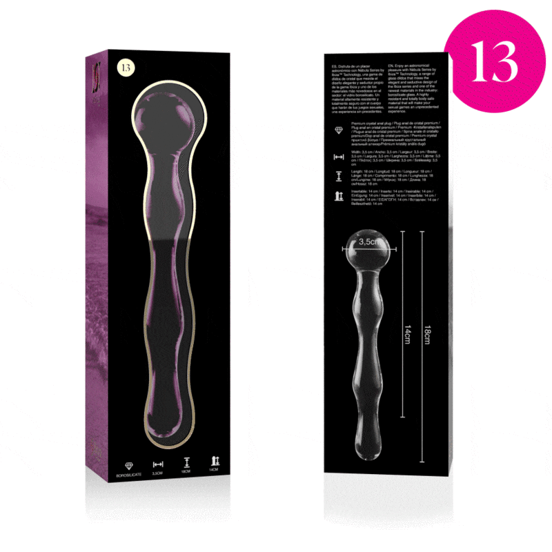 Plug Anale in Vetro Borosilicato Nebula Series Modello 13 — Rosa