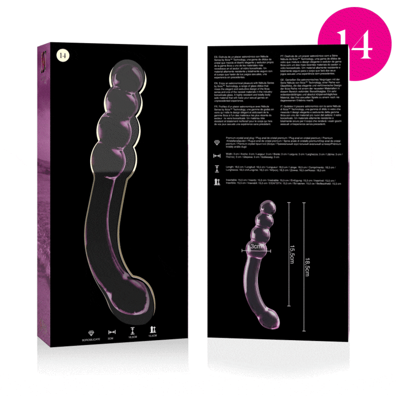 Plug Anale in Vetro Borosilicato Nebula Series Modello 14 — 18.5 cm