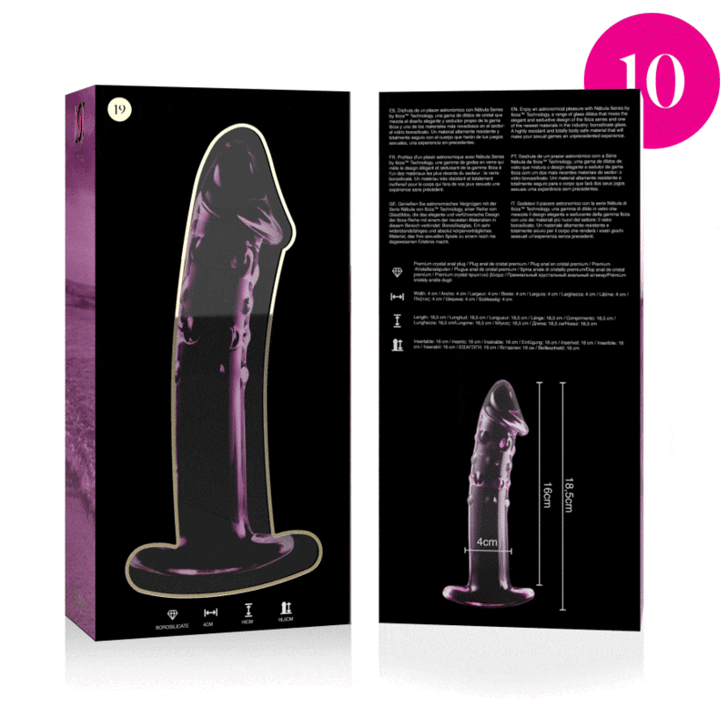 Plug Anale in Vetro Borosilicato Nebula Series Modello 19 — 18.5 cm
