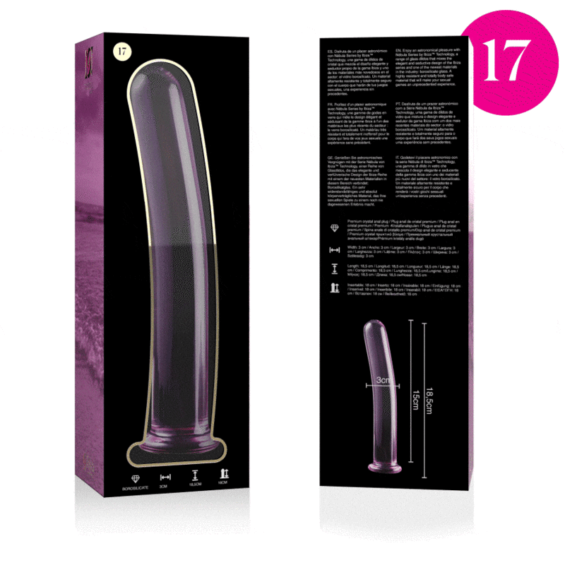 Plug Anale in Vetro Borosilicato Nebula Series Modello 17 — 18.5 cm