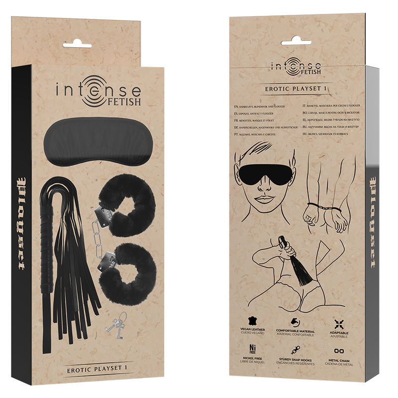 Kit Bondage Intense Fetish Playset 1 — Manette, Benda, Frusta