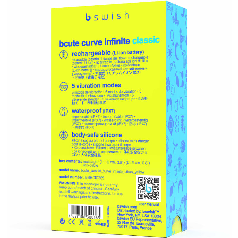 Vibratore Punto G B Swish Bcute Curve Infinite Classic — Giallo