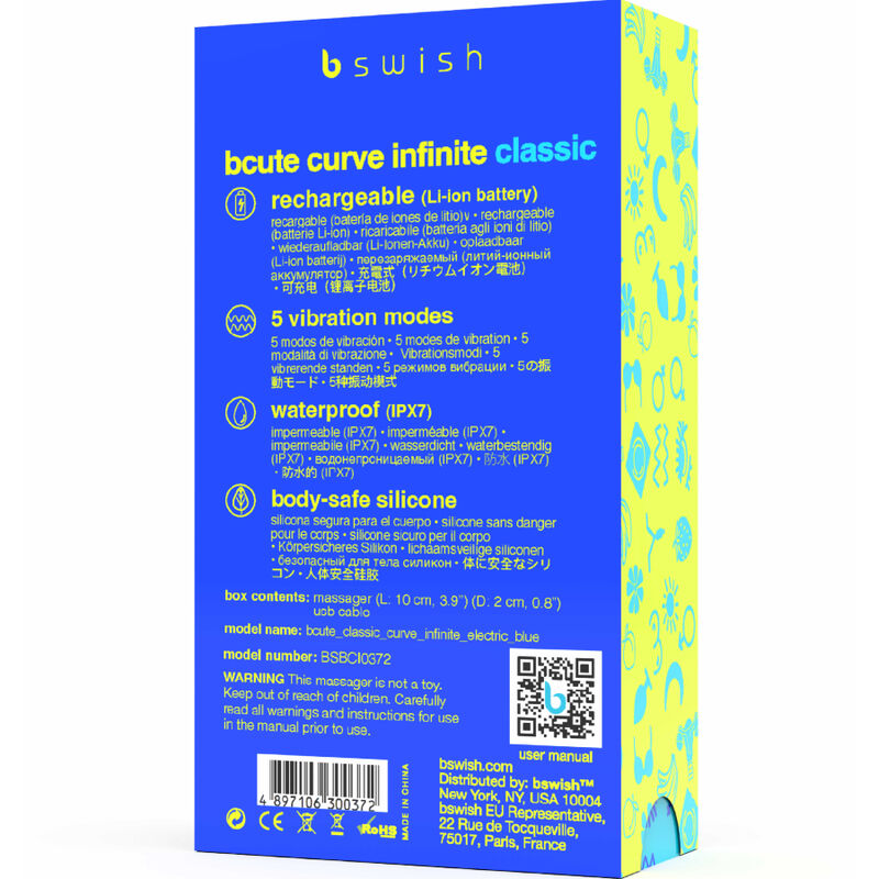 Vibratore Punto G Ricaricabile B Swish Bcute Curve Infinite — Blu