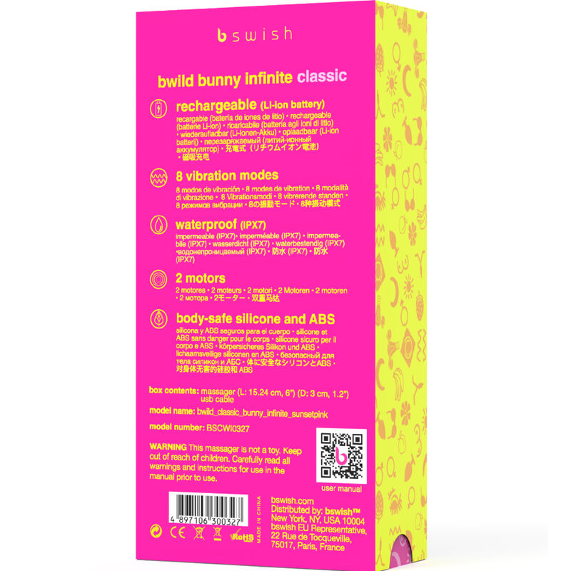 Vibratore Rabbit Ricaricabile B Swish Bwild Bunny Infinite — Rosa