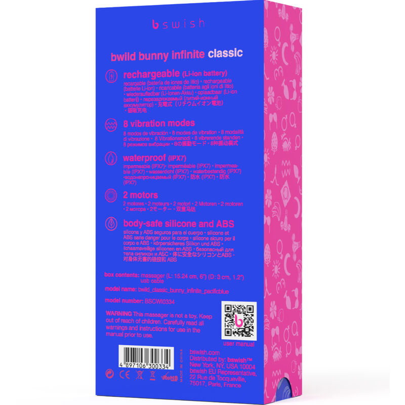 Vibratore Rabbit Ricaricabile B Swish Bwild Bunny Infinite — Blu