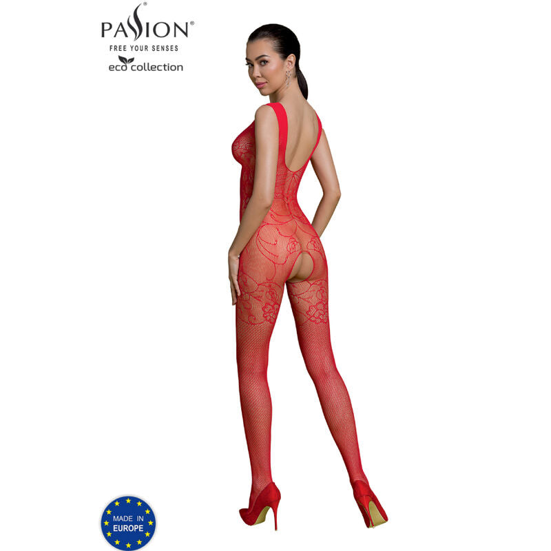 Bodystocking Sexy Eco Passion BS012 — Nylon Riciclato, Rosso