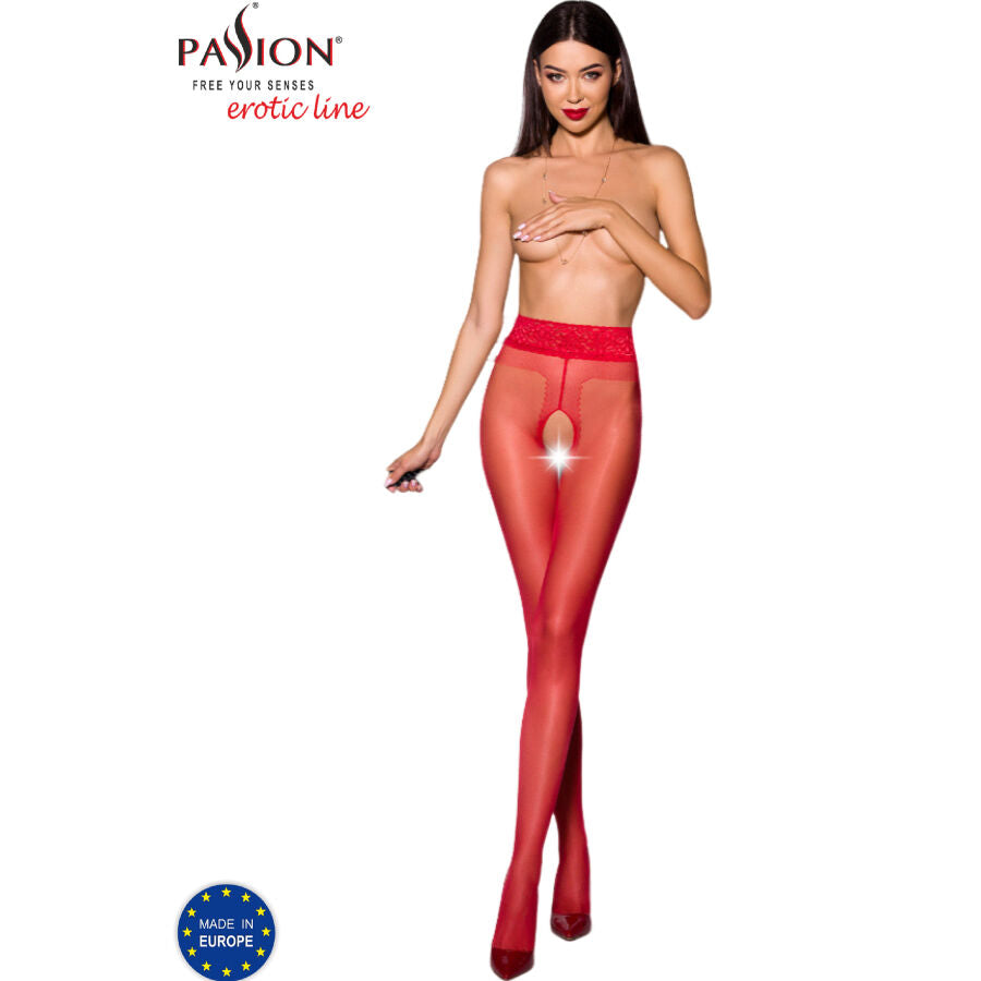 Collant con Apertura Passion Tiopen 001 — 20 Den, Rosso