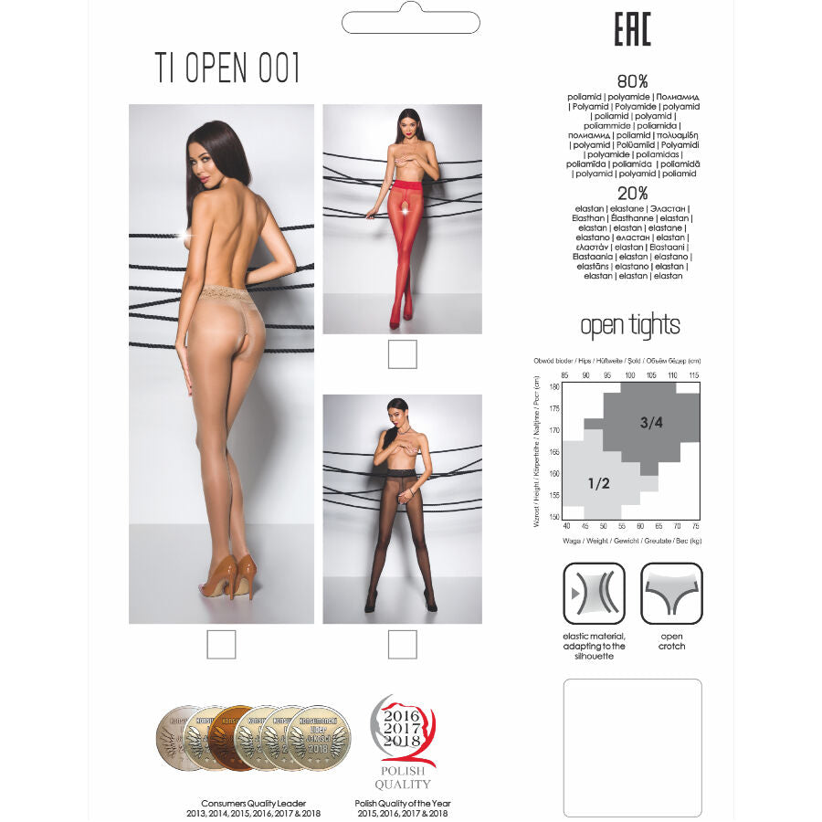 Collant con Apertura Passion Tiopen 001 — 20 Den, Rosso