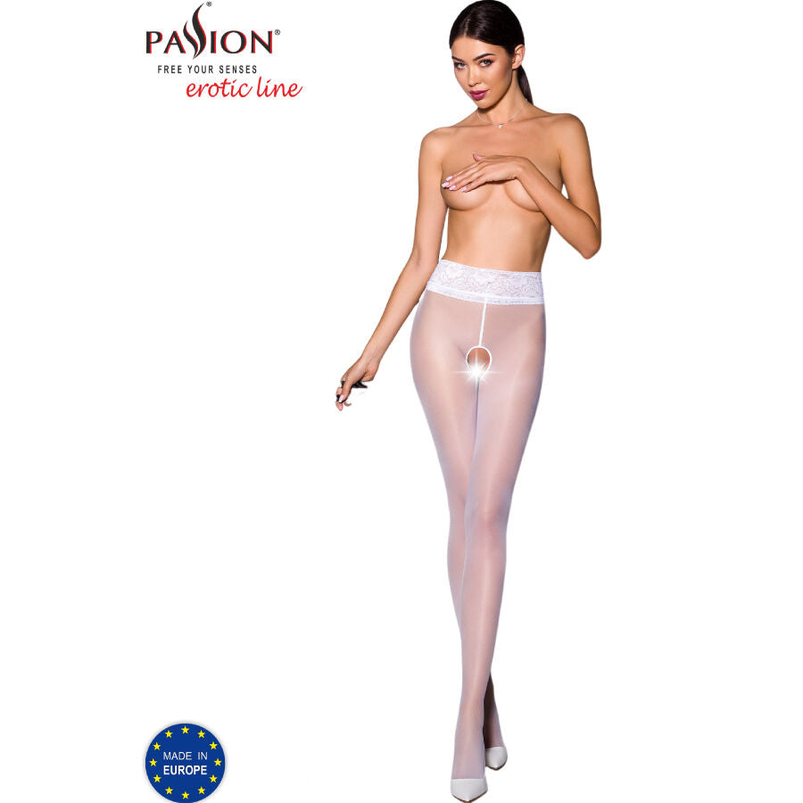 Collant con Apertura e Pizzo Passion Tiopen 008 — 30 Den, Bianco