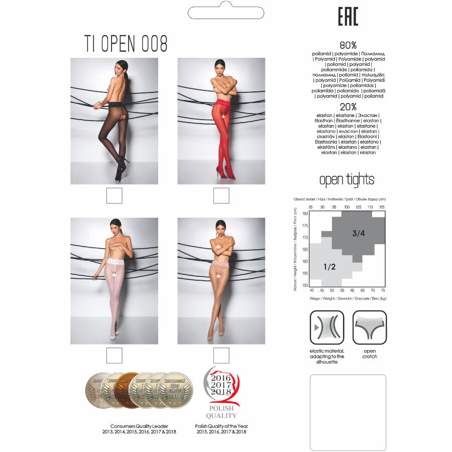 Collant con Apertura Passion Tiopen 008 — 30 Den, Nero