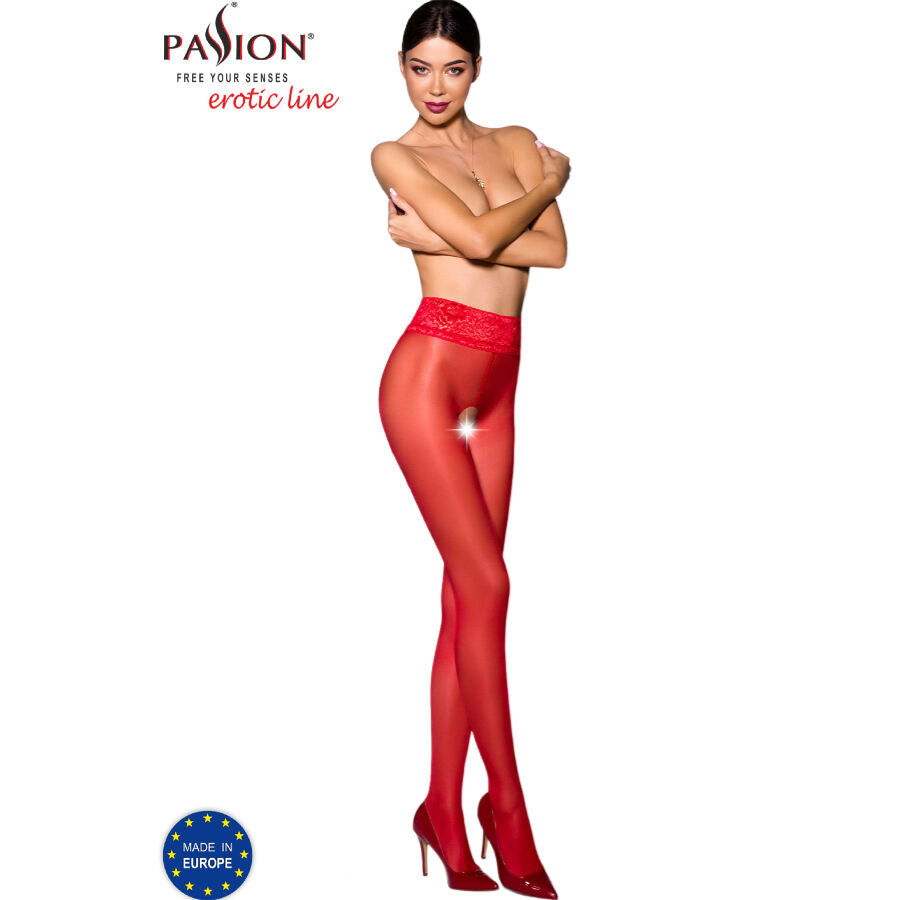 Collant con Apertura Passion Tiopen 008 — 30 Den, Rosso